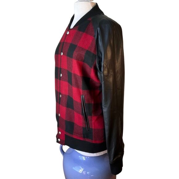 Slate & Stone Buffalo Plaid Wool and Pleather Bomber Jacket, XL  Heritage - Picture 4 of 16